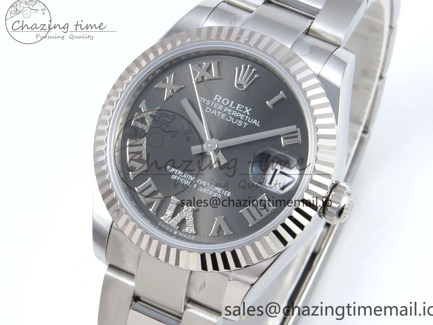 Steel Best 1:1 Diamonds Roman on Dial Bracelet ETA DateJust 904L 2688 Edition ARF Oyster 278274 SS 31 Gray 0308